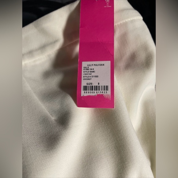 NWT $198 Lilly Pulitzer Lyndie High Rise 32" Coconut Pants Winter White Size 8 - Picture 7 of 13